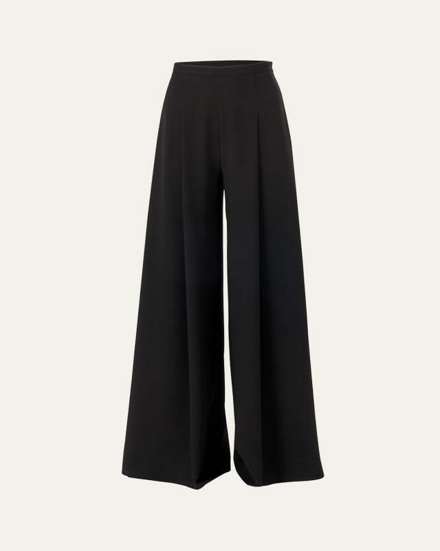 High Waist Wide Leg Pleated Pant W/Waistband